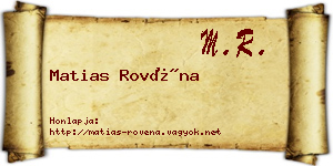 Matias Rovéna névjegykártya